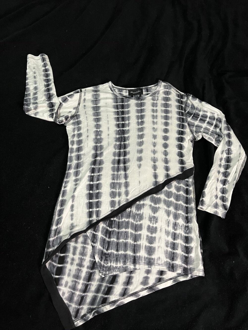 Bianco Nero Tie-Dye Long Sleeve Top Knit Crew Neck Size XS